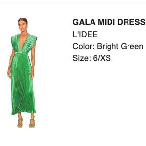 gala midi dress in bright green l'idee Figure Skating Dress Women's Girls' Spandex Mesh High Elasticity Cryst main image 0